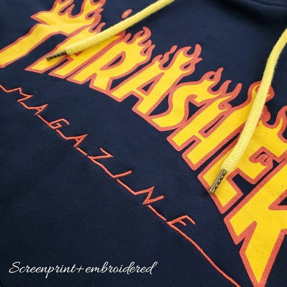 Thrasher Skateboard Magazine Fleece Hoodie Authentic Men's Large Flames Logo - Picture 2 of 13